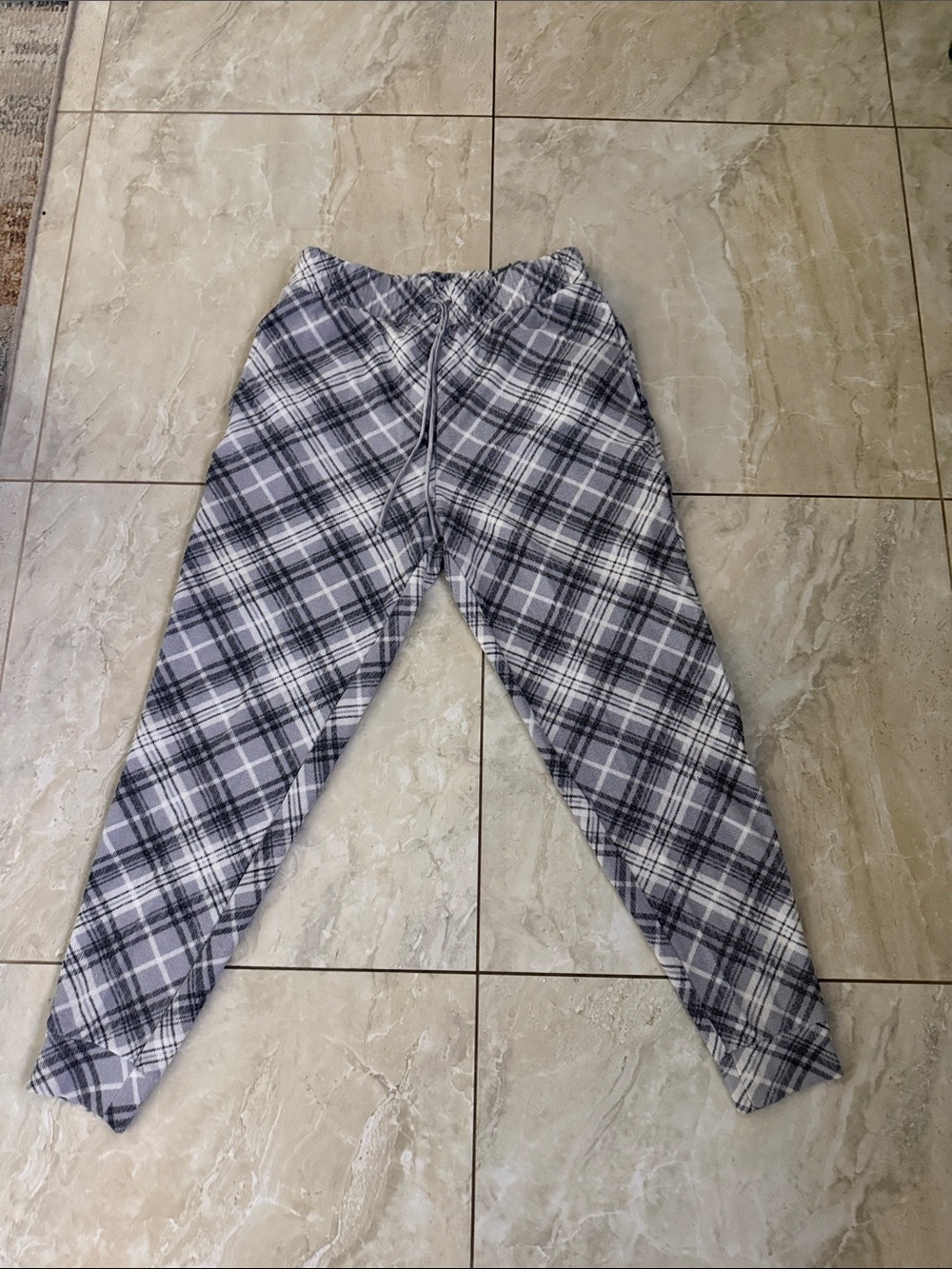 Victoria's Secret Men's Gray Plaid Drawstring Joggers